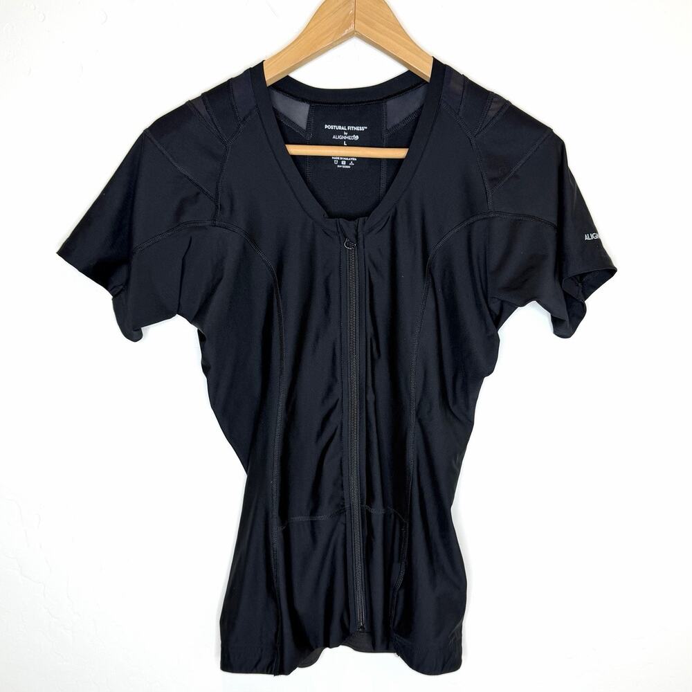 Aligned Postural Fitness Zip Front Posture Top Womens Large Black